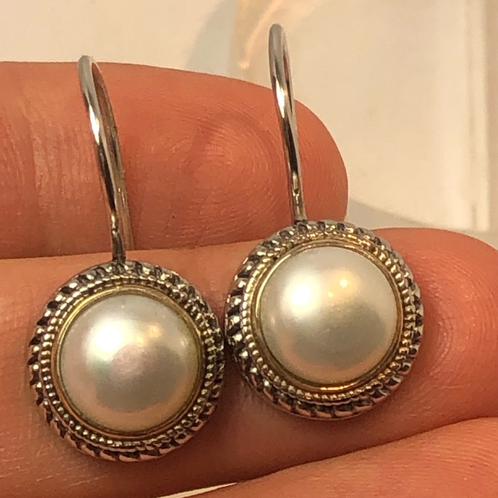 Meredith Leigh sterling 18k gold Freshwater pearls earrings. NWT